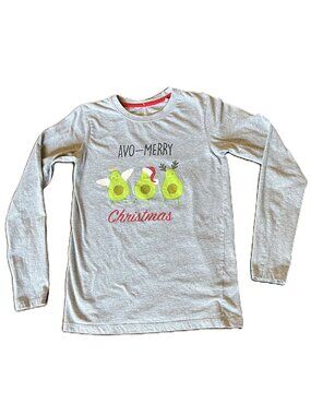 Threadbare Avo-Merry Christmas Long Sleeve Holiday T-Shirt, Size USA 2
